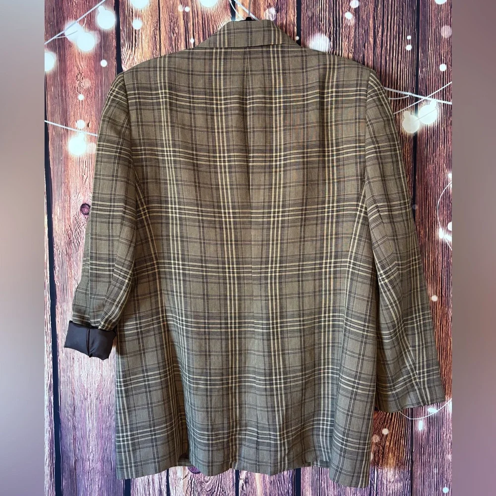 Vintage Jones New York Brown Plaid Linen Blend Blazer - Picture 4 of 6